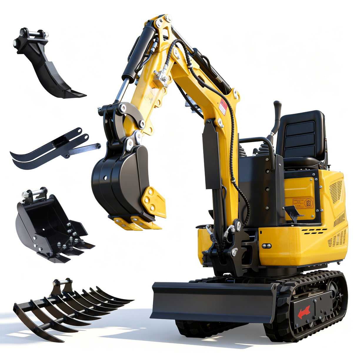 MMS 0.6 Ton Mini Excavator, 9.25HP 302cc Gasoline Engine Swing Boom Trencher Digger Machine, MS06 with Attachment Kit