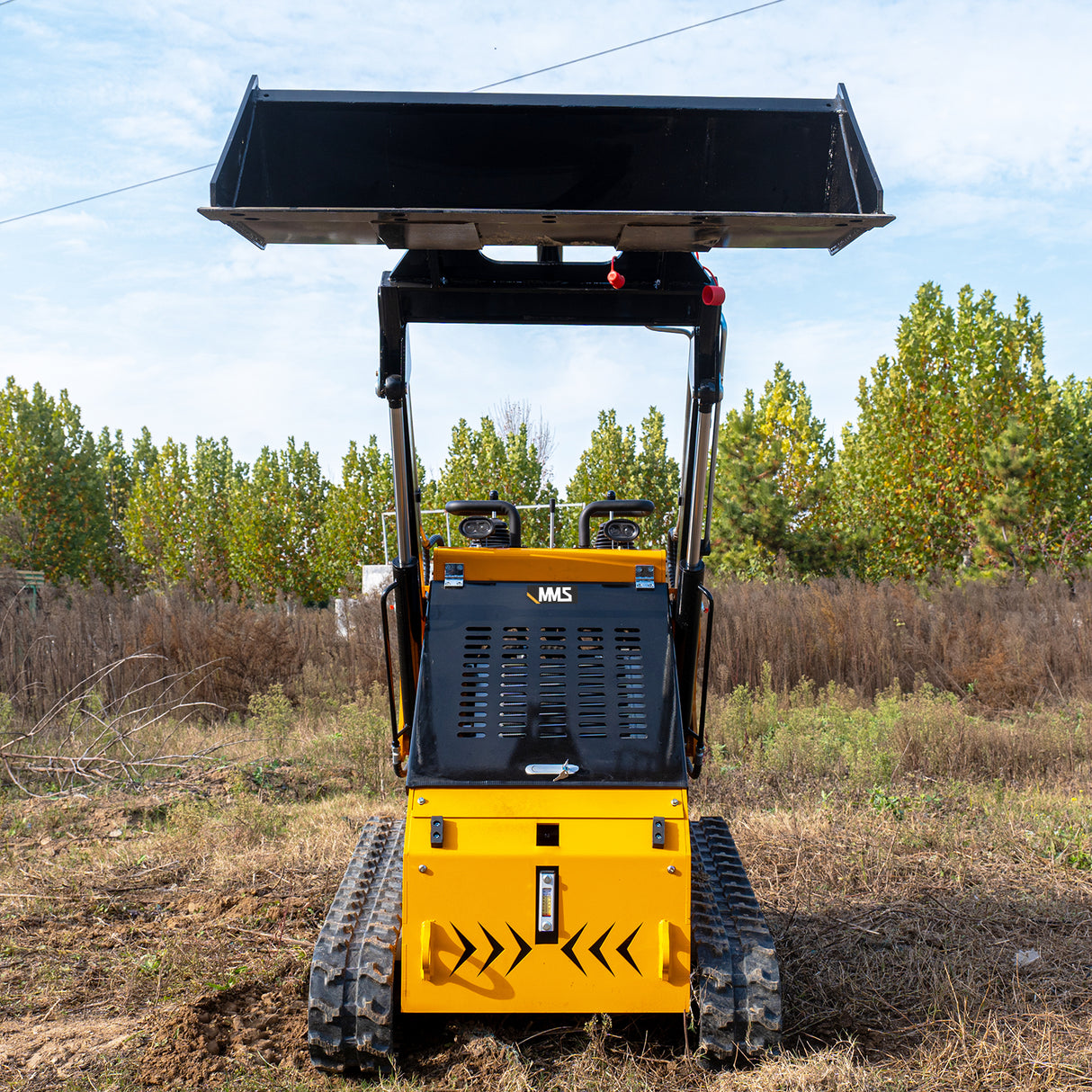 MMS 23HP Mini Skid Steer Loader, 739cc Gaslione Engine, Triple Pumps Triple Vavles, Stand On Track Loader with Bucket MS480T