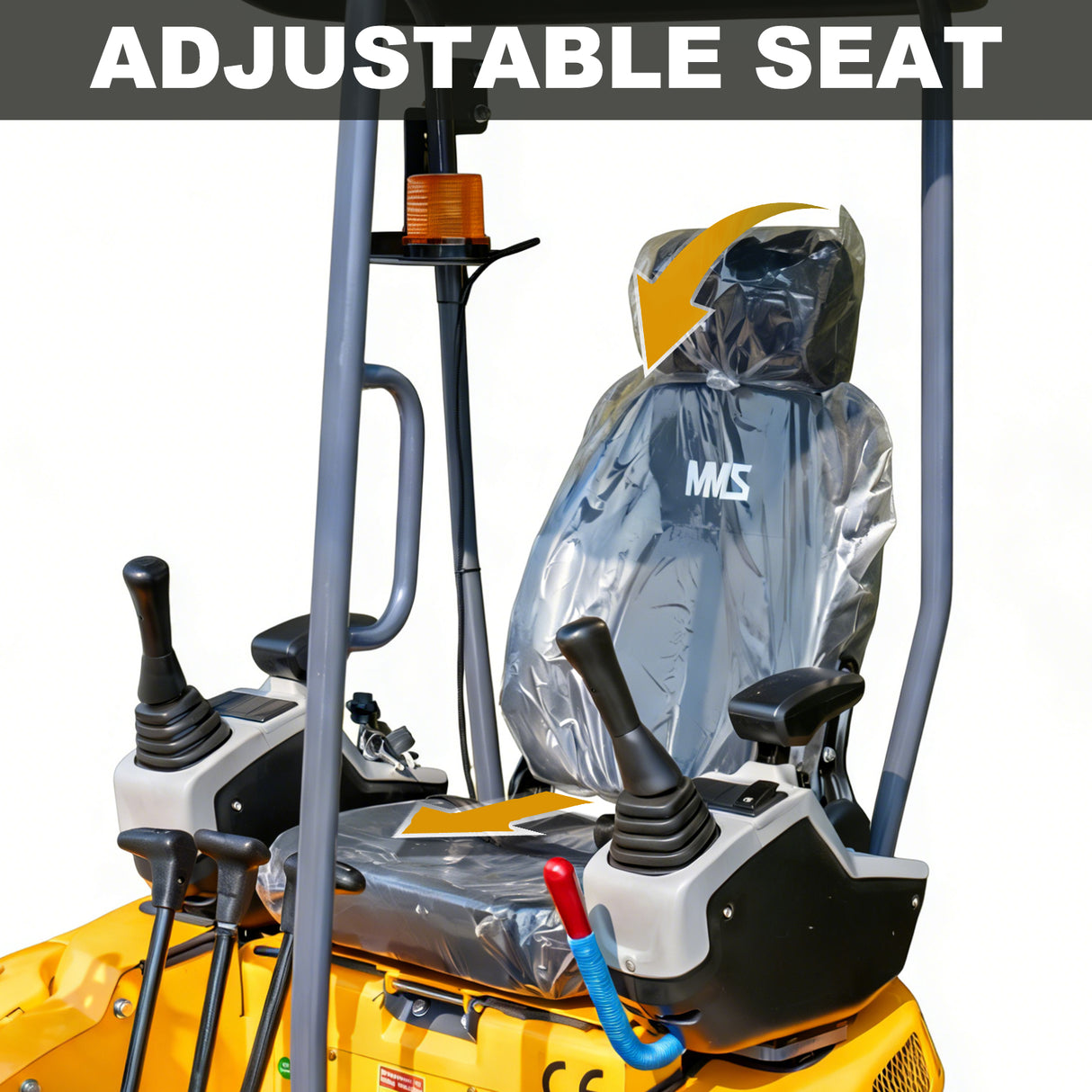 MMS 1.5 Ton Mini Excavator 13.5HP B&S EPA Gas Engine, Swing Boom, Hydraulic Pilot Control, Adjustable Seat, Safety Light, MS15P with Skeleton Buckets, Quick Hitch and Grabber