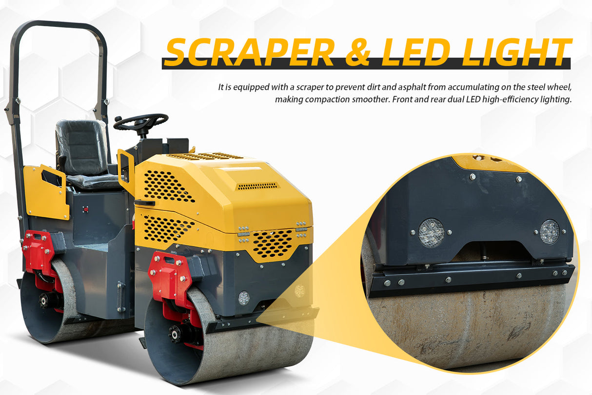 MMS 1 Ton Vibratory Road Roller, EPA Gasoline Ride-on Asphalt Compactor
