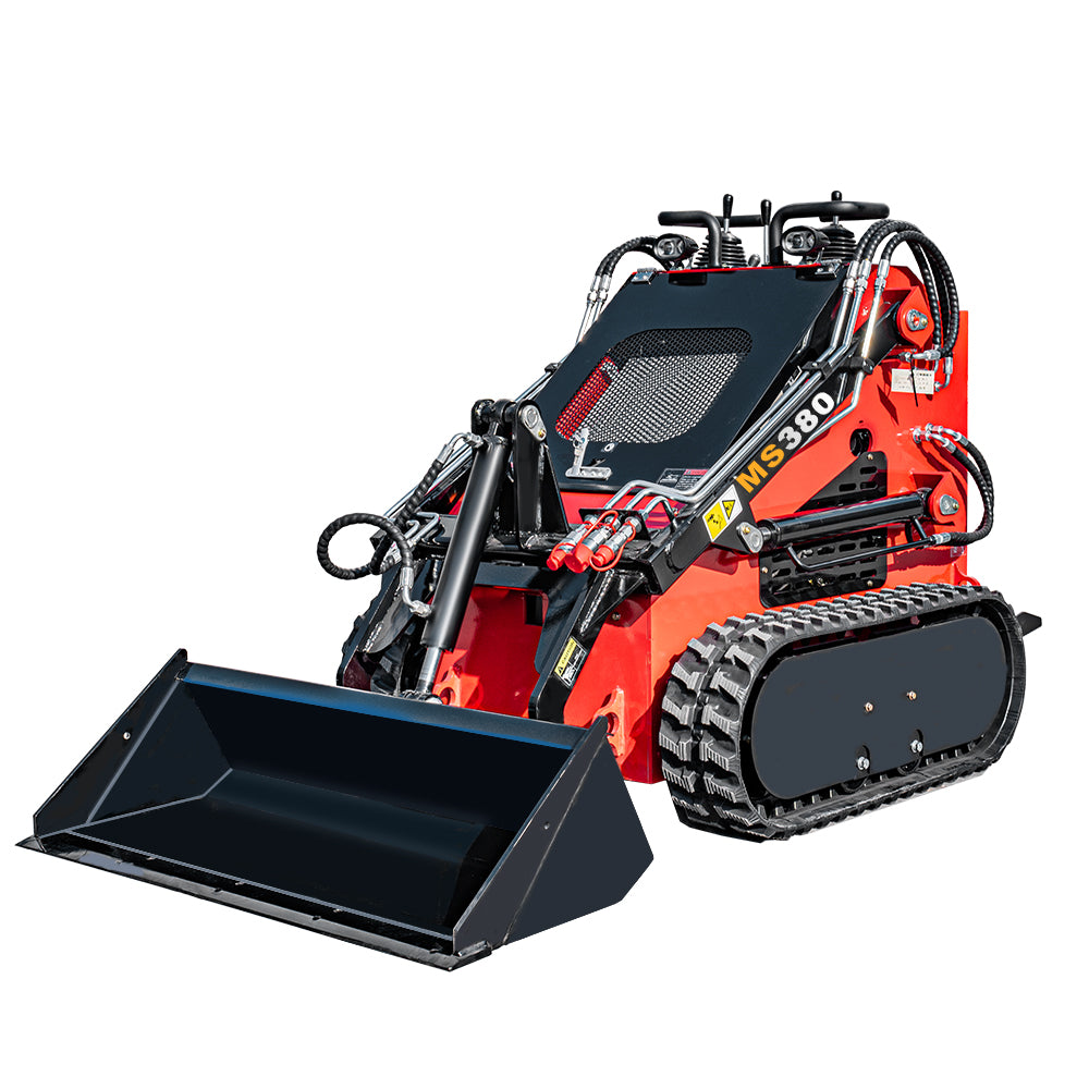 22HP Mini Skid Steer Loader EPA GAS Engine, Dual-cylinder, MMS Multi-functional Stand-On Mini Skid Steer Parallel Track Loader with Bucket