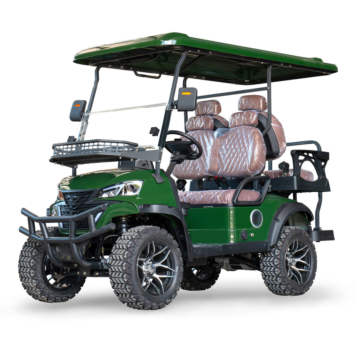 MMS 60V Electric Golf Cart, 4P Vehicle with 5KW Motor, 20 MPH Top Speed 44 Miles Range, Ages 16 and Up, Advanced Suspension, Rear &Front Storage, LCD Display