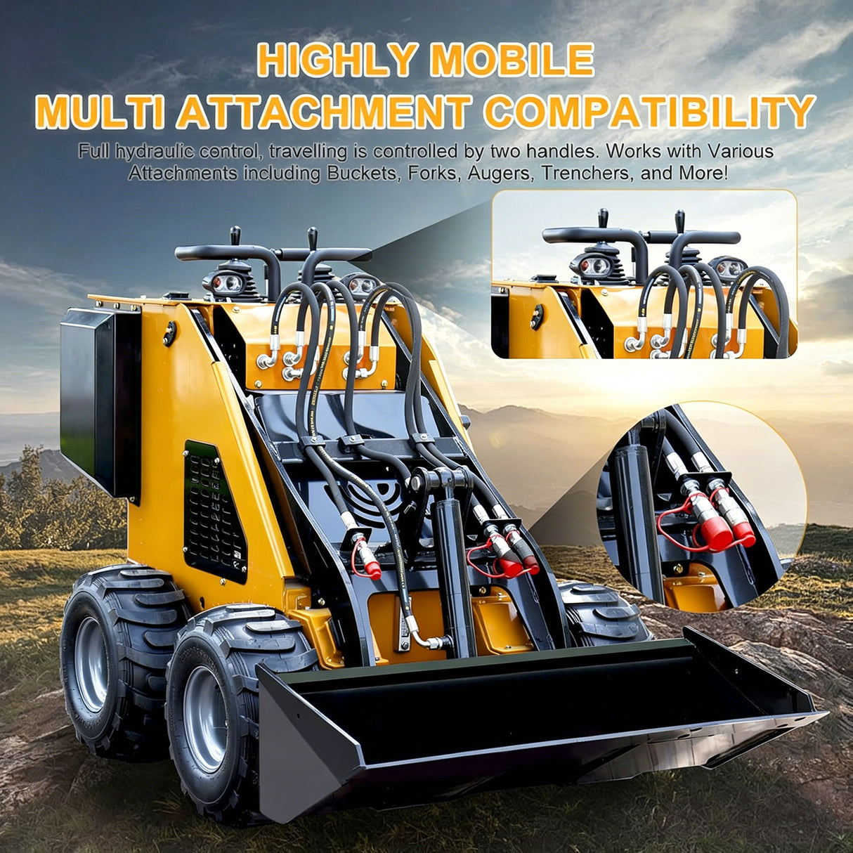 MMS Mini Skid Steer Loader 13.5HP 420CC EPA Briggs & Stratton Gas Engine Compact Wheel Loader MS360L
