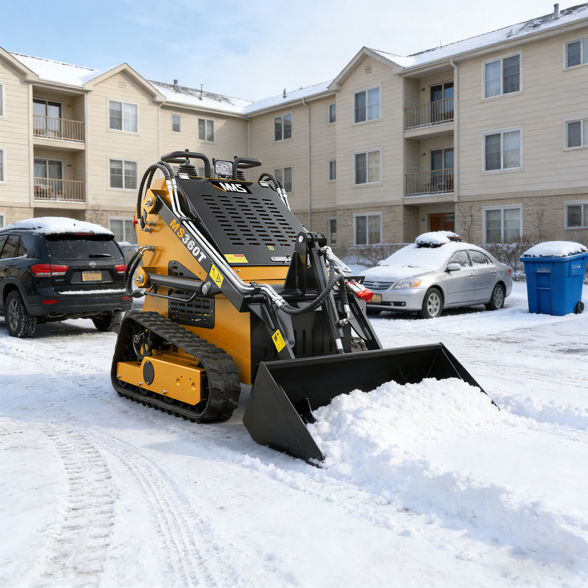 MMS New Mini Skid Steer Loader MS360T, 13.5HP 420cc RATO GAS Engine Stand-on Crawler Loader, Foldable Pedals Track Loader