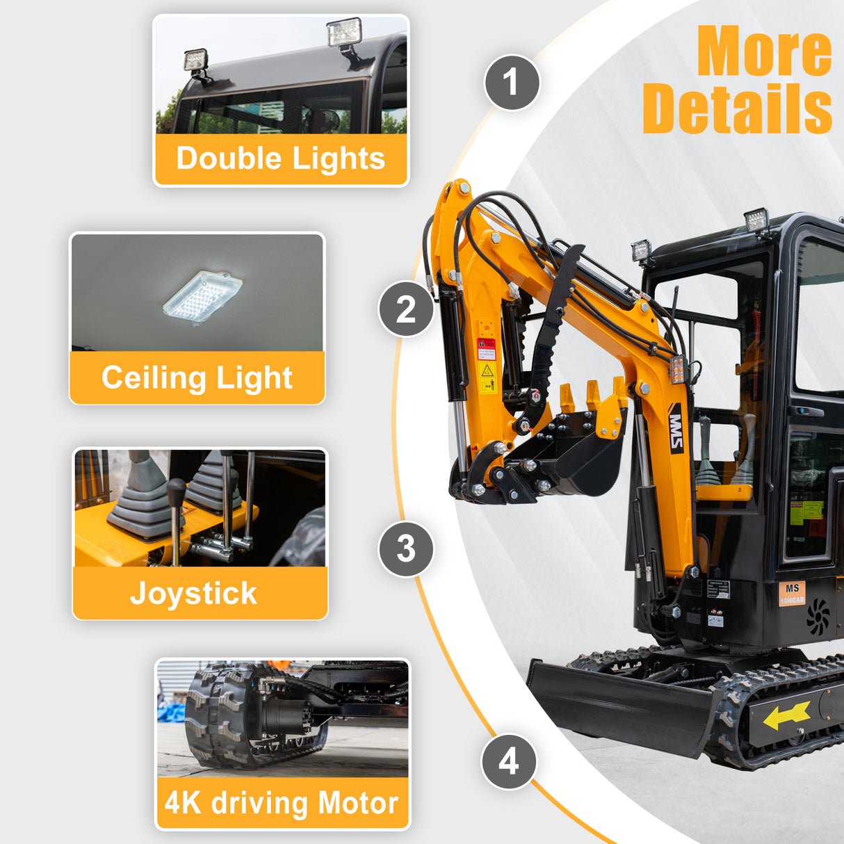 13.5HP Mini Excavator With EPA GAS Engine Crawler Hydraulic 1 Ton Small Digger Enclosed Cab Excavator for Construction Work Gardens and Farm
