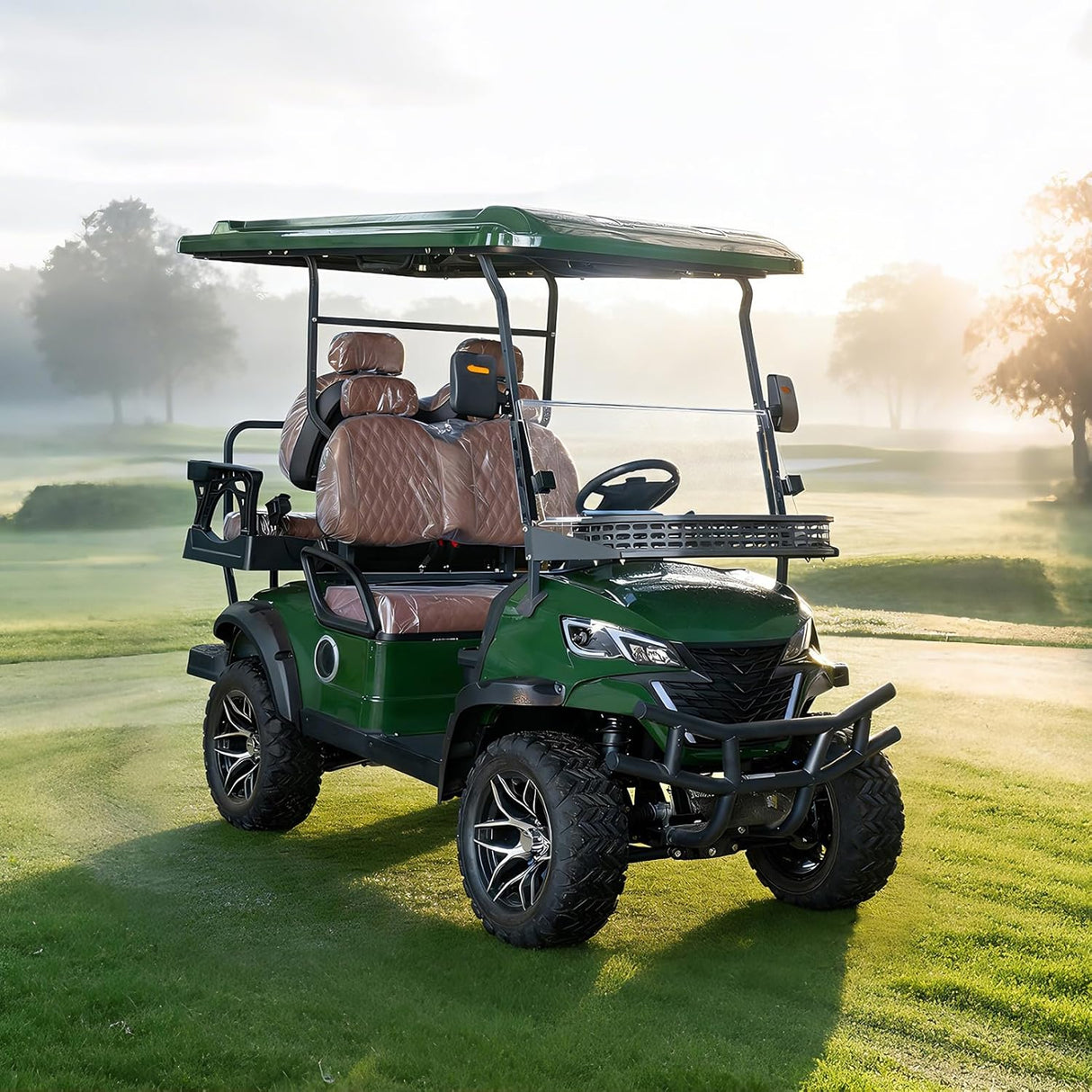 MMS 60V Electric Golf Cart, 4P Vehicle with 5KW Motor, 20 MPH Top Speed 44 Miles Range, Ages 16 and Up, Advanced Suspension, Rear &Front Storage, LCD Display