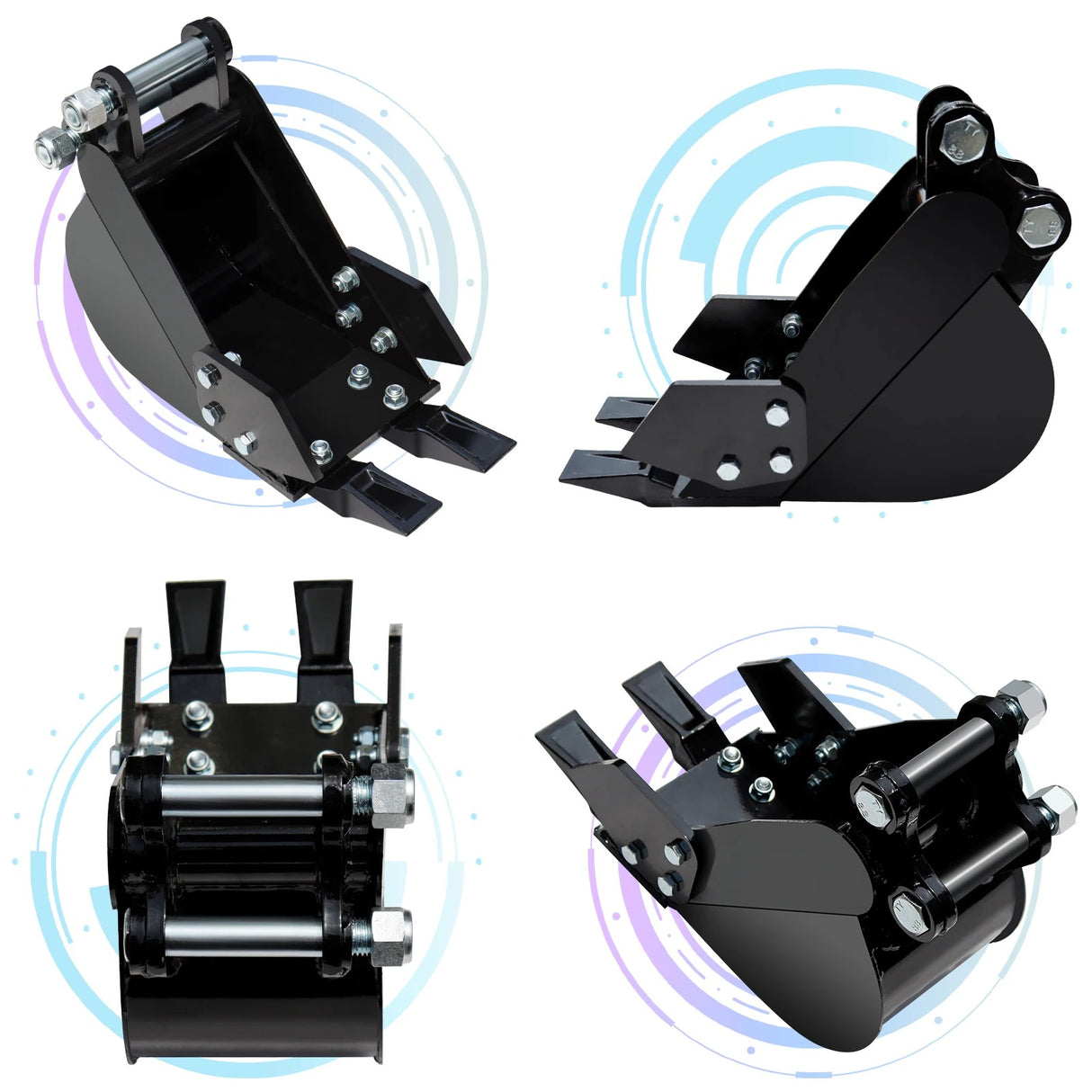 Mini Excavator Bucket 7.78in Excavator Attachments,MMS 200mm Narrow Digging Buckets, Hole Diameter 0.98in, Center Wheelbase 3.54in, with Metal Teeth