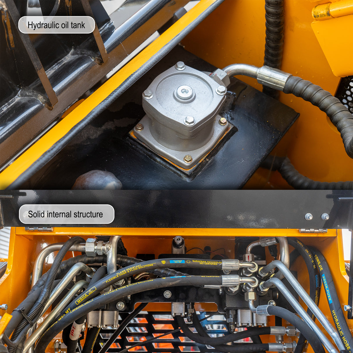 MMS 23HP Mini Skid Steer Loader, 739cc Gaslione Engine, Triple Pumps Triple Vavles, Stand On Track Loader with Bucket MS480T