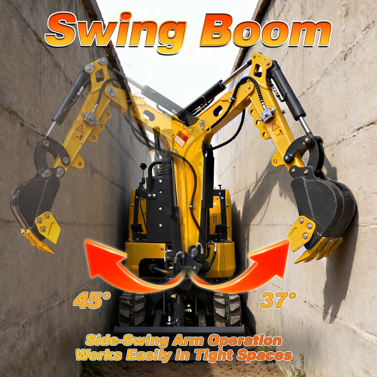 MMS 0.6 Ton Mini Excavator, 9.25HP 302cc Gasoline Engine Swing Boom Trencher Digger Machine, MS06 with Attachment Kit