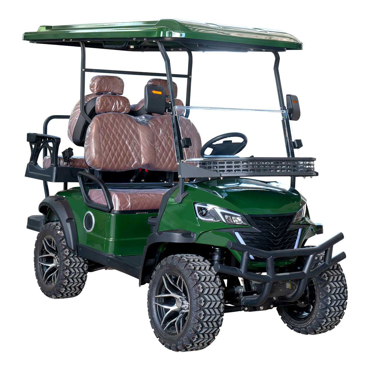 MMS 60V Electric Golf Cart, 4P Vehicle with 5KW Motor, 20 MPH Top Speed 44 Miles Range, Ages 16 and Up, Advanced Suspension, Rear &Front Storage, LCD Display