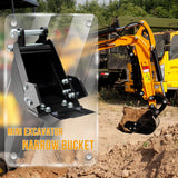 Mini Excavator Bucket 7.78in Excavator Attachments,MMS 200mm Narrow Digging Buckets, Hole Diameter 0.98in, Center Wheelbase 3.54in, with Metal Teeth