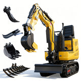 MMS 0.6 Ton Mini Excavator, 9.25HP 302cc Gasoline Engine Swing Boom Trencher Digger Machine, MS06 with Attachment Kit