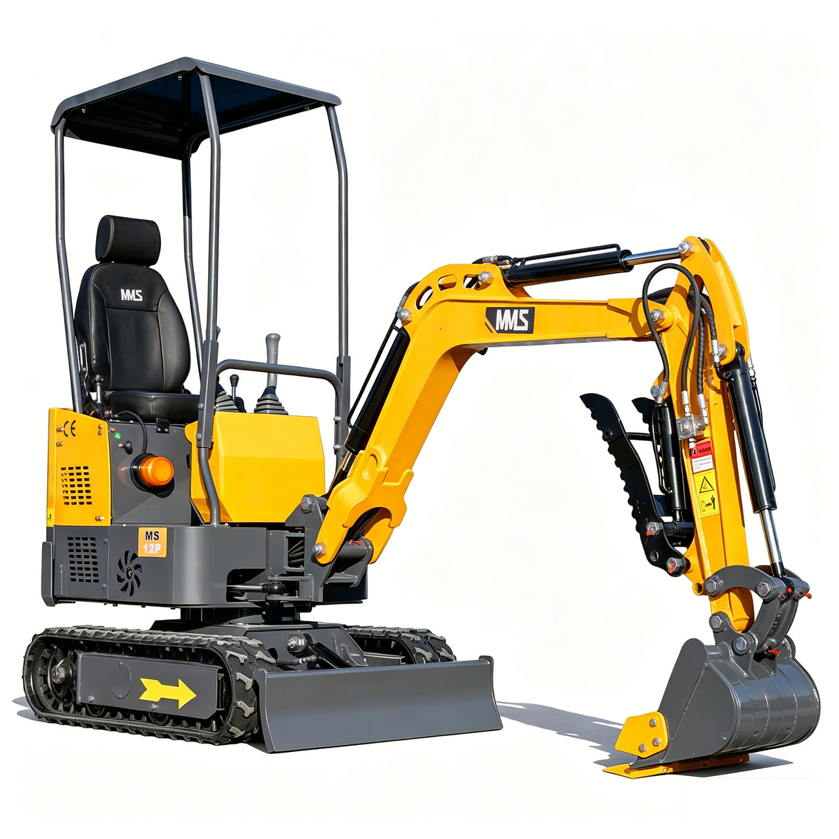 MMS 1.2 Ton Pro Mini Excavator, 13.5HP B&S EPA Gas Engine, Swing Boom, Adjustable Seat, Hydraulic Thumb, Safety Light, MS12P Trecher Digging Machine