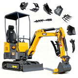 MMS 1.2 Ton Pro Mini Excavator with 8pcs Attachment Kit, 13.5HP B&S EPA Gas Engine, Swing Boom, Adjustable Seat, Safety Light, MS12P Trencher Digging Machine