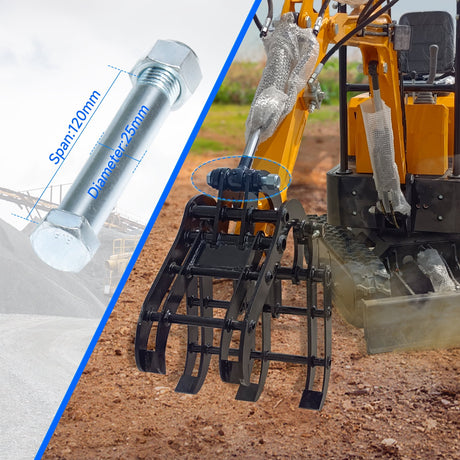 Mini Excavator Grabber Attachments, Small Excavator Wood Grabber Grapple, 25mm Pins Bolt on Attachment