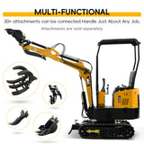 1 Ton Mini Excavator with 8pcs Attachments 13.5HP B&S Gas Engine 420cc Crawler Trencher Digger Machine