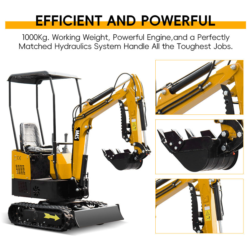 1 Ton Mini Excavator with 8pcs Attachments 13.5HP B&S Gas Engine 420cc Crawler Trencher Digger Machine