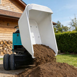 MMS 2866Lbs Heavy Duty Dump Cart 21 Cu.Ft Bucket, 13.5HP 420cc E-Start Power Wheelbarrow, 180° Swing 90° Dump Angle for Farm Landscaping Construction