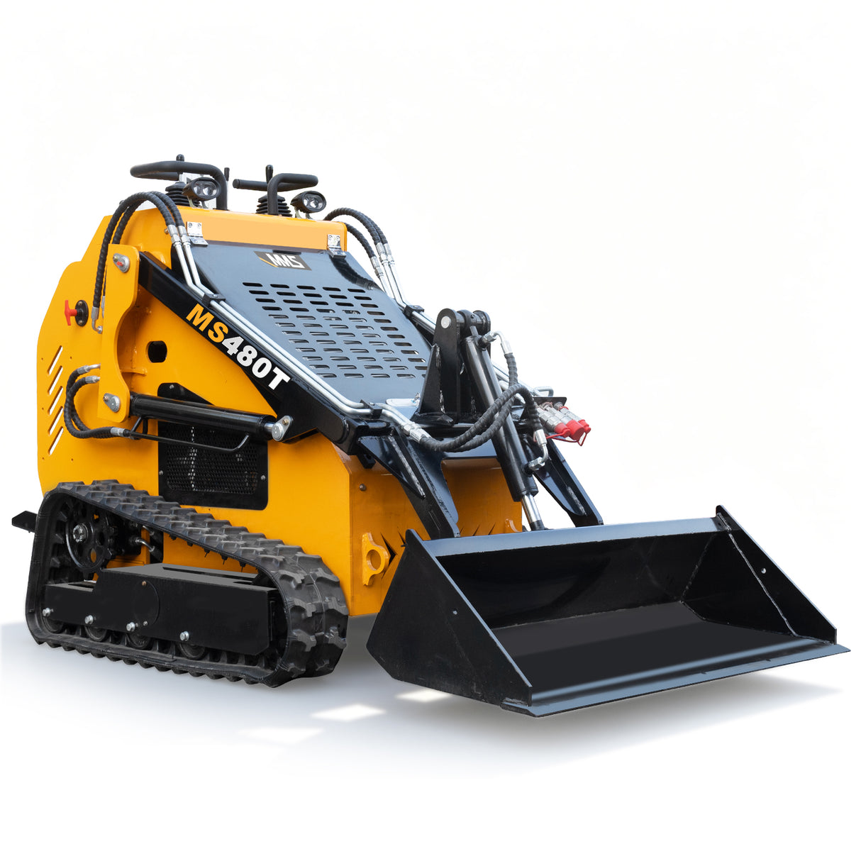 MMS 23HP Mini Skid Steer Loader, 739cc Gaslione Engine, Triple Pumps Triple Vavles, Stand On Track Loader with Bucket MS480T