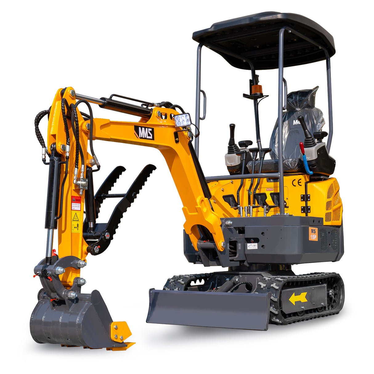 MMS 1.5 Ton Mini Excavator 13.5HP B&S EPA Gas Engine, Swing Boom, Hydraulic Pilot Control, Adjustable Seat, Safety Light, MS15P Trenher Digging Machine