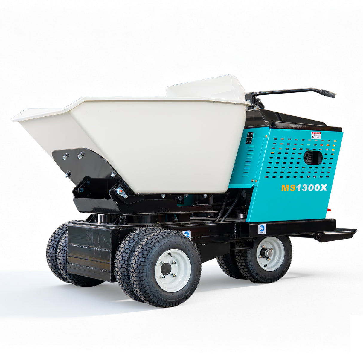 MMS 2866Lbs Heavy Duty Dump Cart 21 Cu.Ft Bucket, 13.5HP 420cc E-Start Power Wheelbarrow, 180° Swing 90° Dump Angle for Farm Landscaping Construction