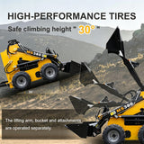Mini Wheel Skid Steer Loader, 22HP Stand-on Skid Steer Loader with Bucket, EPA Gasoline Engine, Compact Multifunctional Loader for Warehouses, Engineering, Farms, Gardens and Parks