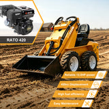 MMS Ride-on Mini Skid Steer Loader, 13.5HP 420CC RATO Gasoline Engine, MS950W Wheel Loader for Farms Landscaping