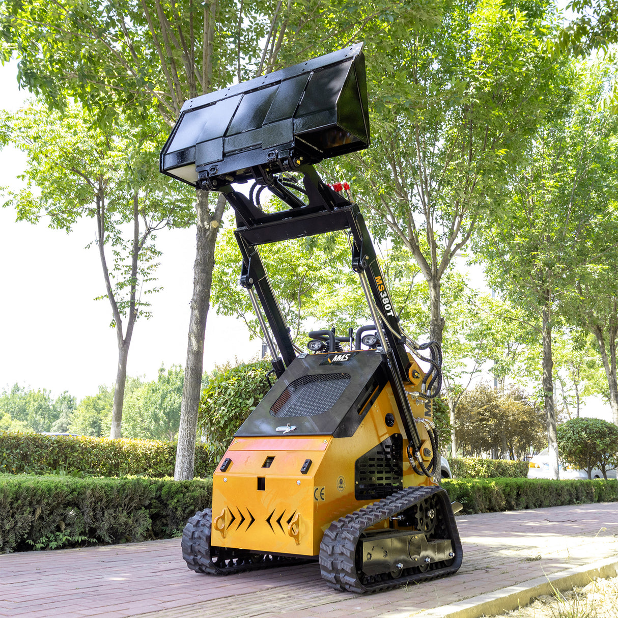 Mini Skid Steer Loader with 46 inch Bucket, 22HP Multifunction Stand-On Crawler Skid Steer Machine, Hydraulic Drive Compact Track Loader