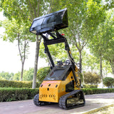 Mini Skid Steer Loader with 46 inch Bucket, 22HP Multifunction Stand-On Crawler Skid Steer Machine, Hydraulic Drive Compact Track Loader
