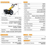 MMS 13.5HP Self-Propelled Tractor, Electric Start 420cc Gas Powered Dual Direction Full Gear Transmission Tractor