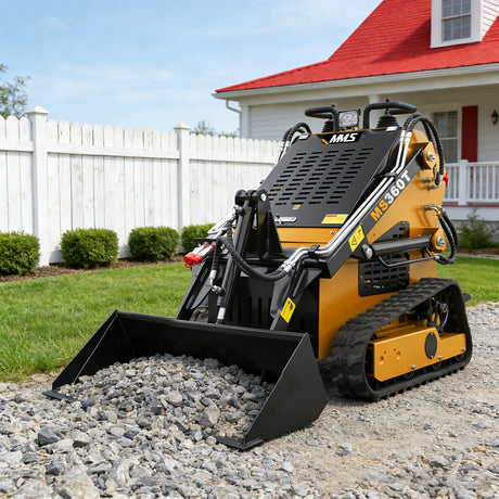 MMS New Mini Skid Steer Loader MS360T, 13.5HP 420cc RATO GAS Engine Stand-on Crawler Loader, Foldable Pedals Track Loader