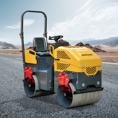 MMS 1 Ton Vibratory Road Roller, EPA Gasoline Ride-on Asphalt Compactor