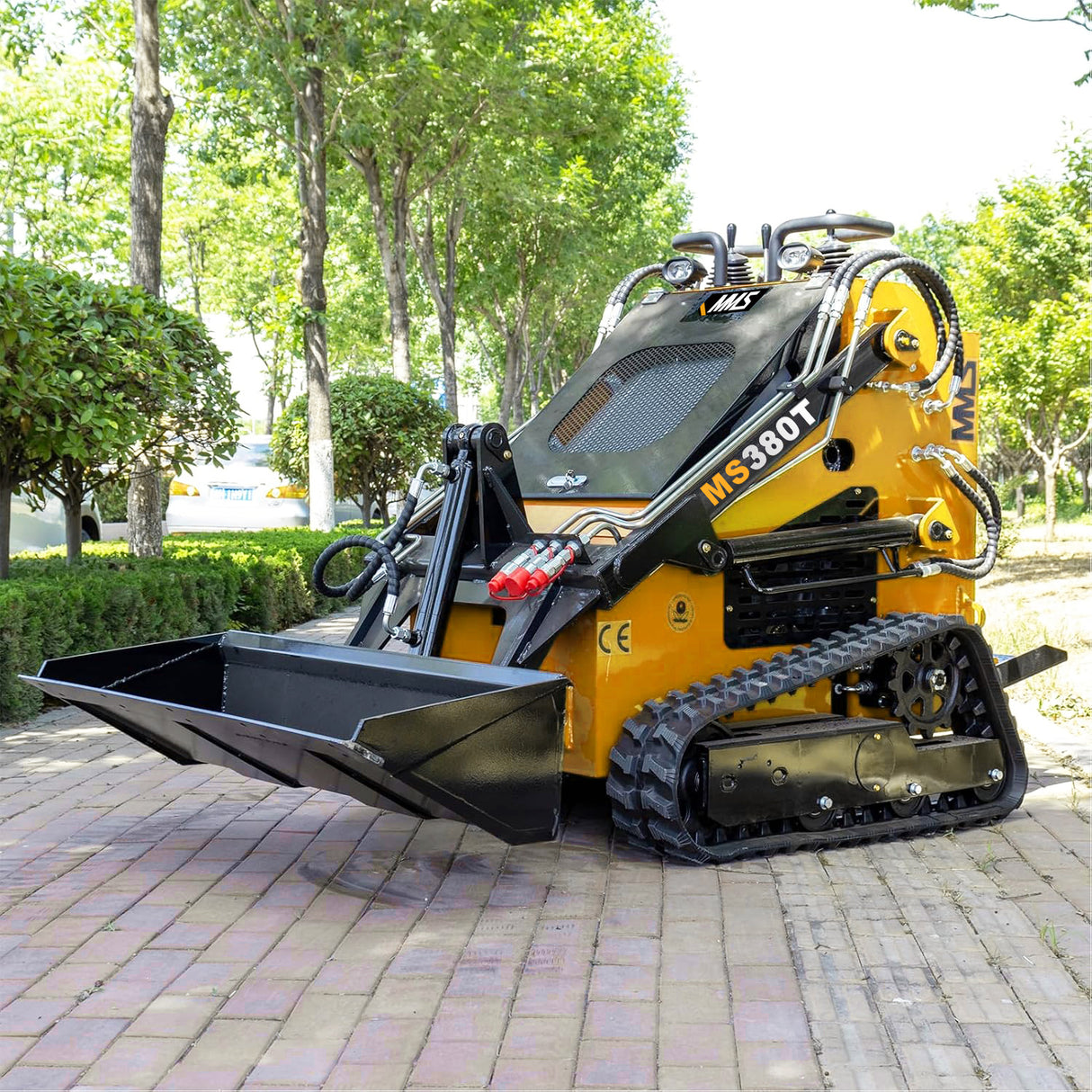 Mini Skid Steer Loader with 46 inch Bucket, 22HP Multifunction Stand-On Crawler Skid Steer Machine, Hydraulic Drive Compact Track Loader