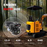 MMS 1.5 Ton Mini Excavator, Pilot Control, Swing Boom, 13.5HP 420cc EPA GAS Engine Crawler Small Digger Machine MS15