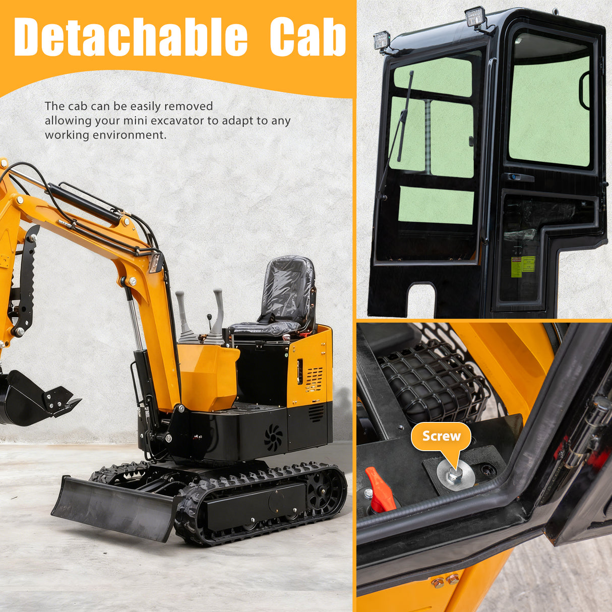 13.5HP Mini Excavator With EPA GAS Engine Crawler Hydraulic 1 Ton Small Digger Enclosed Cab Excavator for Construction Work Gardens and Farm