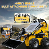 Mini Wheel Skid Steer Loader, 22HP Stand-on Skid Steer Loader with Bucket, EPA Gasoline Engine, Compact Multifunctional Loader for Warehouses, Engineering, Farms, Gardens and Parks