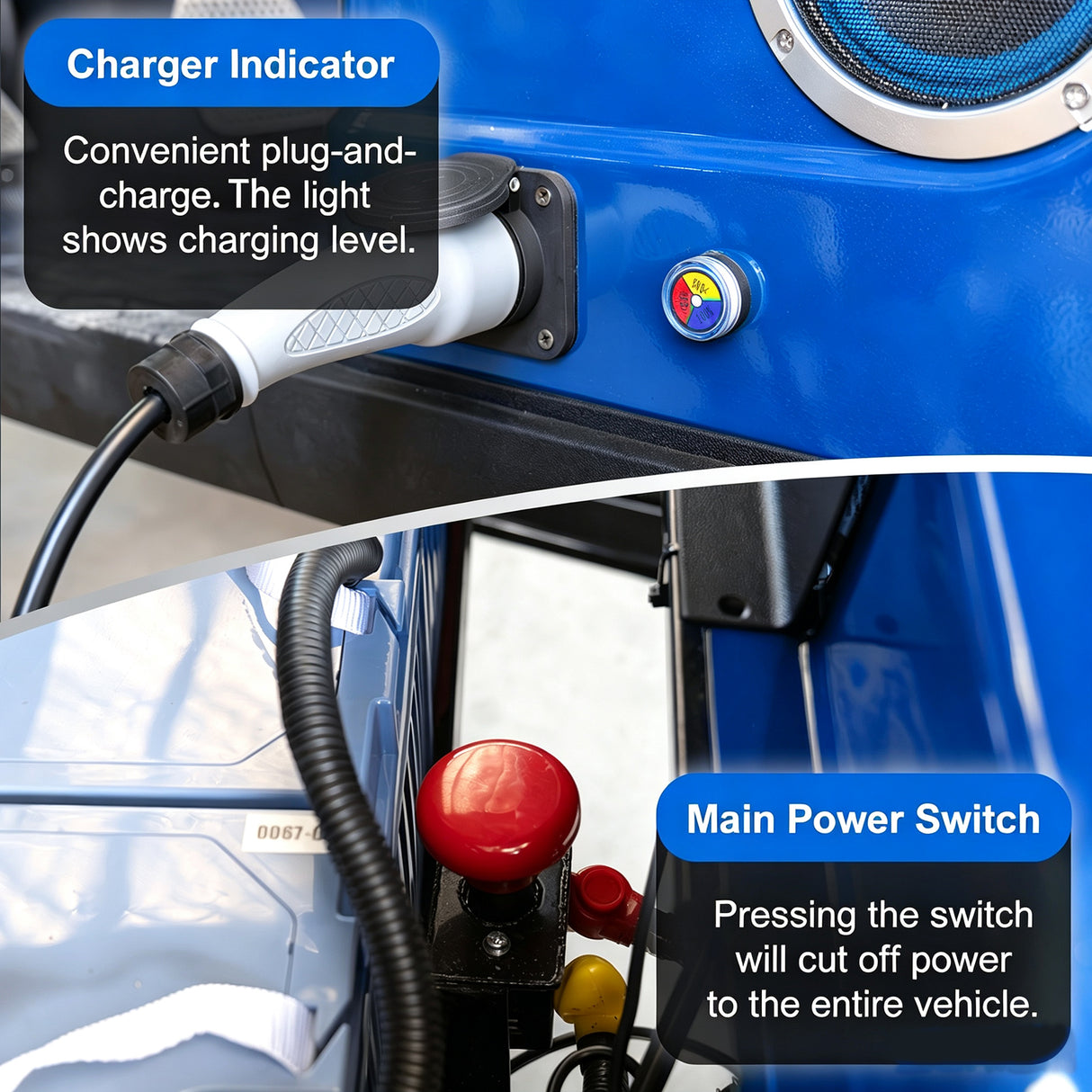 MMS 4P 60V Electric Golf Cart with 5KW Motor, 20 MPH Top Speed, 44 Miles Range, Ages 16 and Up, Reversing Radar, Advanced Suspension, Rear &Front Storage, LCD Display-Blue