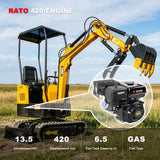 MMS 1 Ton Mini Excavator 13.5HP 420CC EPA GAS Engine, Hydraulic Thumb, Mini Trencher Digger Machine MS10H