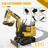 MMS 0.6 Ton Mini Excavator, 9.25HP 302cc Gasoline Engine Swing Boom Trencher Digger Machine, MS06 with Attachment Kit