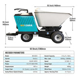 MMS 2866Lbs Heavy Duty Dump Cart 21 Cu.Ft Bucket, 13.5HP 420cc E-Start Power Wheelbarrow, 180° Swing 90° Dump Angle for Farm Landscaping Construction