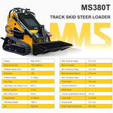 Mini Skid Steer Loader with 46 inch Bucket, 22HP Multifunction Stand-On Crawler Skid Steer Machine, Hydraulic Drive Compact Track Loader