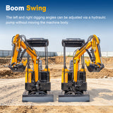 MMS 1.5 Ton Mini Excavator, Pilot Control, Swing Boom, 13.5HP 420cc EPA GAS Engine Crawler Small Digger Machine MS15