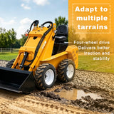 MMS Ride-on Mini Skid Steer Loader, 13.5HP 420CC RATO Gasoline Engine, MS950W Wheel Loader for Farms Landscaping