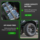 MMS 60V Electric Golf Cart, 4P Vehicle with 5KW Motor, 20 MPH Top Speed 44 Miles Range, Ages 16 and Up, Advanced Suspension, Rear &Front Storage, LCD Display