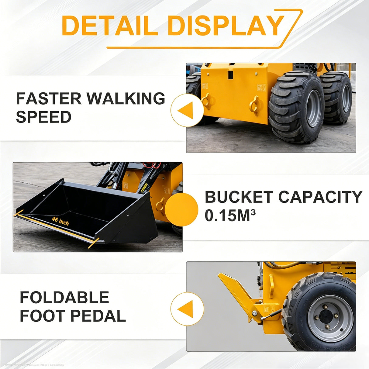 Mini Wheel Skid Steer Loader, 22HP Stand-on Skid Steer Loader with Bucket, EPA Gasoline Engine, Compact Multifunctional Loader for Warehouses, Engineering, Farms, Gardens and Parks