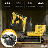 MMS 0.6 Ton Mini Excavator, 9.25HP 302cc Gasoline Engine Swing Boom Trencher Digger Machine, MS06 with Attachment Kit
