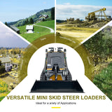 MMS 23HP Mini Skid Steer Loader 739cc GAS Engine, Dual-cylinder, MMS Multi-functional Stand-On Mini Skid Steer Parallel Track Loader with Bucket