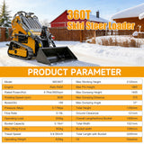 MMS New Mini Skid Steer Loader MS360T, 13.5HP 420cc RATO GAS Engine Stand-on Crawler Loader, Foldable Pedals Track Loader