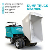 MMS 2866Lbs Heavy Duty Dump Cart 21 Cu.Ft Bucket, 13.5HP 420cc E-Start Power Wheelbarrow, 180° Swing 90° Dump Angle for Farm Landscaping Construction