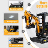 13.5HP Mini Excavator With EPA GAS Engine Crawler Hydraulic 1 Ton Small Digger Enclosed Cab Excavator for Construction Work Gardens and Farm